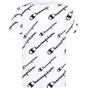 Champion Heritage Logo All Over  T-Shirt - White / Black Child Size 4